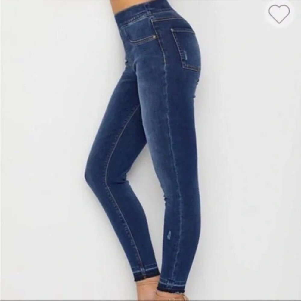 SPANX High Waisted Lightly Distressed Skinny Jeans - Size Medium - Picture 2 of 6